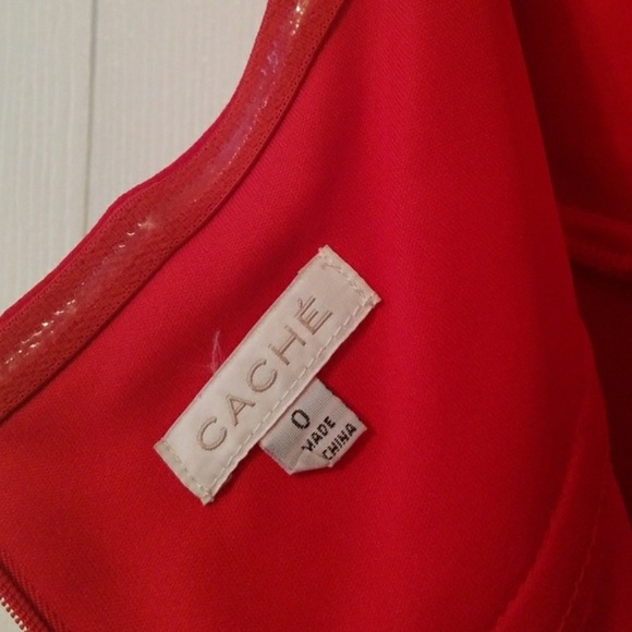 Vintage Cache Gold Label Red One Shoulder Sequin Beaded Formal Dress Size 0 XXS - Picture 6 of 8